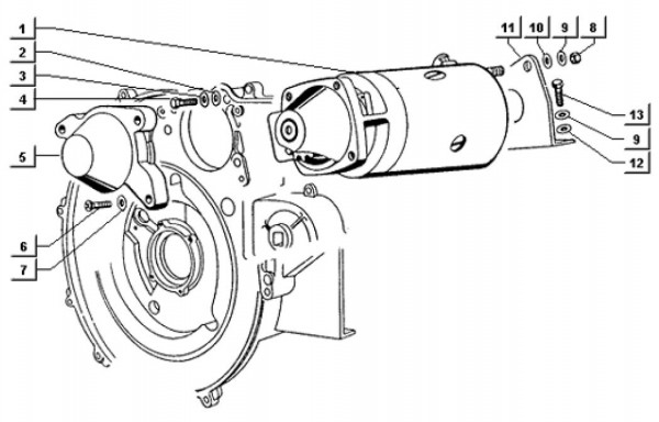 Motor Anlasser - Ape TM 703 Diesel mit Lenker 422ccm 4T AC 1997-2004 ZAPT10000