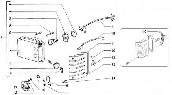 Elektrische Anlage Scheinwerfer - Ape TM 703 Diesel mit Lenkrad 422ccm 4T AC 2005-2010 ZAPT10000