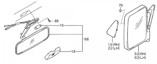 Fahrgestell Rückspiegel - Porter Porter 1000ccm 4T LC 1992-1998 ZAPS85