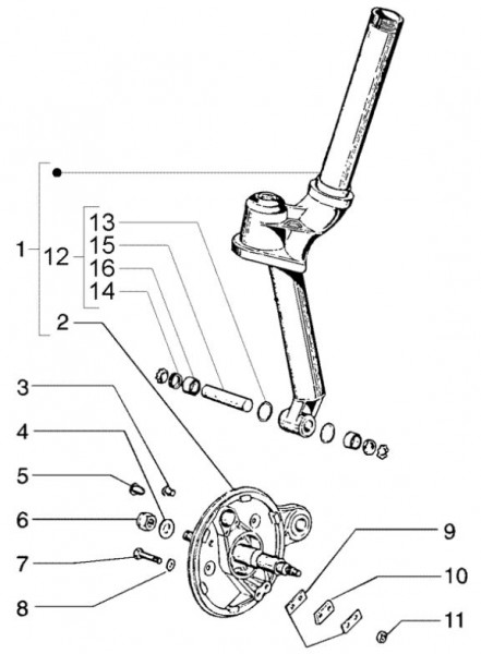 Radaufhängung Vorderradgabel - Ape TM 703 Diesel mit Lenkrad 422ccm 4T AC 2005-2010 ZAPT10000