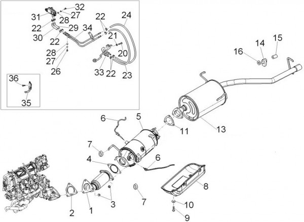 Motor Auspuff - Porter D120 Diesel 1300ccm 4T LC 2013- ZAPS90VK