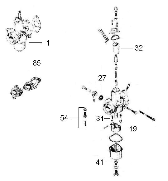 Motor Vergaser - Ape 190ccm 2T AC 1970- MPV1T