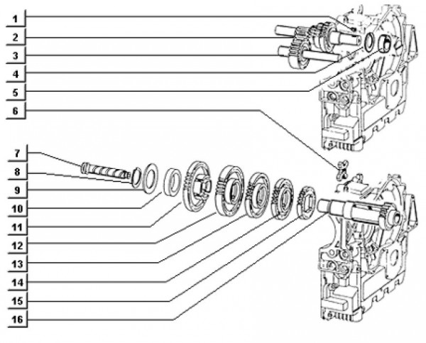 Motor Schaltgetriebe - Ape TM 703 Diesel mit Lenker 422ccm 4T AC 1997-2004 ATD2T