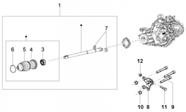 Motor Hinterachsantrieb - Porter Quargo 700ccm 4T LC 2009- ZAPP10000