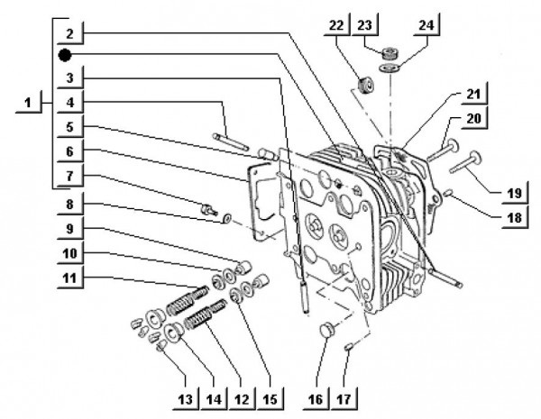 Motor Zylinderkopf - Ape TM 703 Diesel mit Lenkrad 422ccm 4T AC 1997-2004 ZAPT10000