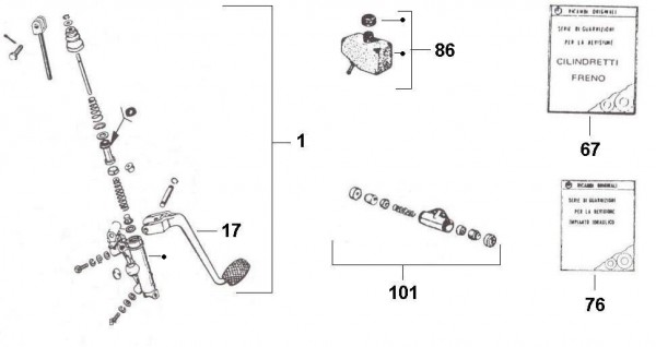 Bowdenzüge Fußbremspedal - Ape 220ccm 2T AC 1978- MPV2T