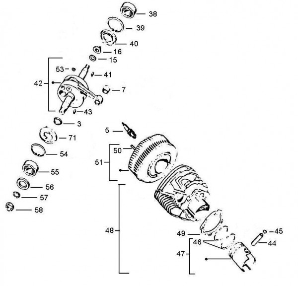 Motor Zylinder - Vespa Car 200ccm 2T AC 1983- AF3T