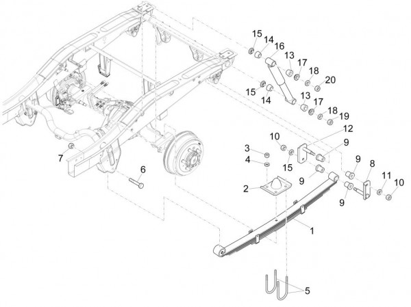 Radaufhängung Stoßdämpfer hinten - Porter Maxxi Multitech 1300ccm 4T LC 2016-
