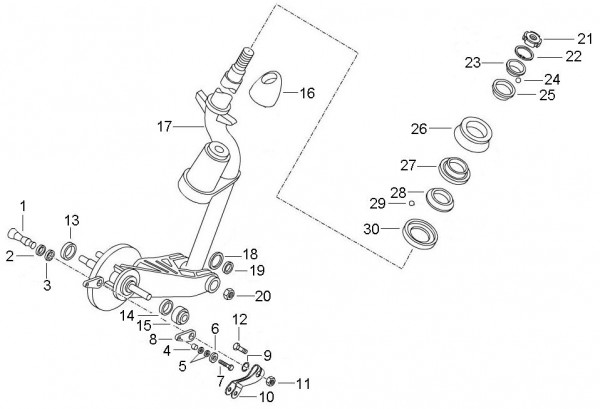 Radaufhängung Steuerrohr - Ape Mix 50ccm 2T AC 2009- ZAPC80000