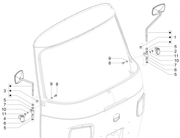 Lenker Rückspiegel - Calessino 200ccm 4T 3V AC 2017- ZAPT42PMC