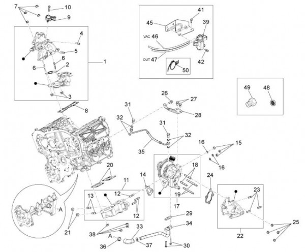 Motor Stutzen Einlass - Auslass - Porter D120 Diesel 1300ccm 4T LC 2013- ZAPS90CK