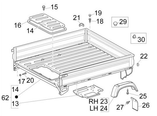 Fahrgestell Ladefläche offen Big Deck - Porter Multitech 1300ccm 4T LC 2017- ZAPS90PGW