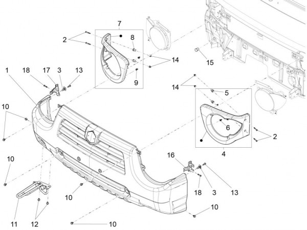Fahrgestell Verkleidungen vorn - Porter Quargo 700ccm 4T LC 2015- ZAP4P10000