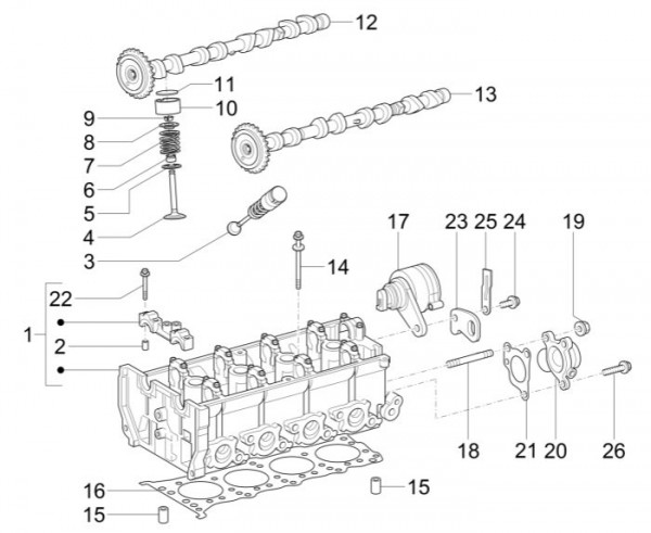 Motor Zylinderkopf - Porter Multitech 1300ccm 4T LC 2014- ZAPS90VJ