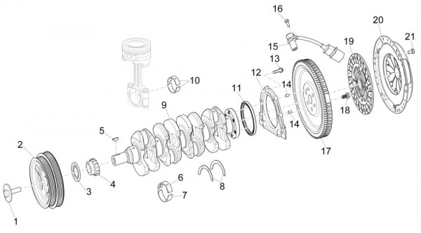 Motor Kurbelwelle - Porter Multitech 1300ccm 4T LC 2017- ZAPS90PGW