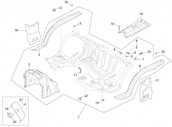Fahrgestell Bodenpaneel vorn - Porter Maxxi Multitech 1300ccm 4T LC 2010- ZAPS90RJ