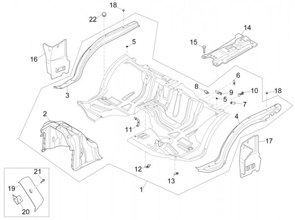 Fahrgestell Bodenpaneel vorn - Porter Multitech 1300ccm 4T LC 2016- ZAPS90PGW