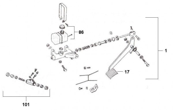 Bowdenzüge Fußbremspedal - Ape TM 50ccm 2T AC 1985- TL4T