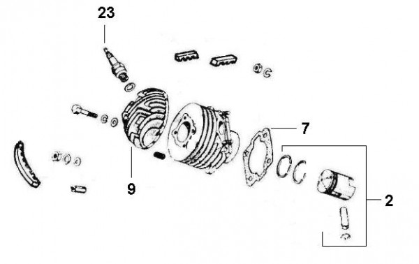 Motor Zylinder - Ape 125ccm 2T AC 1970-1974 TM1T