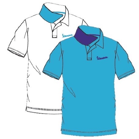 Vespa Vespa Colors, Polo Shirt, Vespa Logo, Herren, Größe: S, weiss, blau, Baumwolle