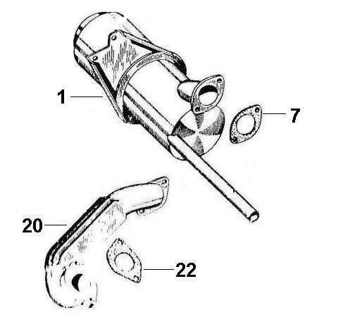 Motor Auspuff - Vespa Car 125ccm 2T AC 1970- MPF1T