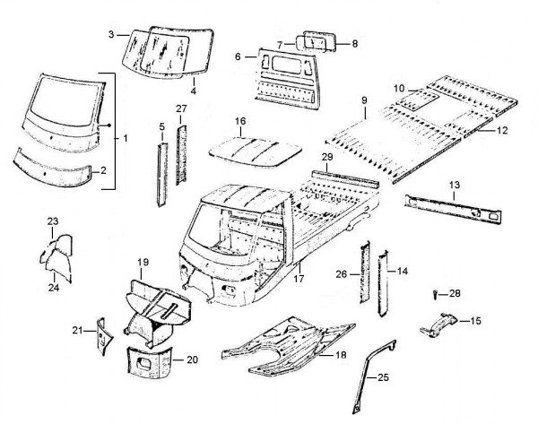 Fahrgestell Fahrgestell - Vespa Car 200ccm 2T AC 1983- AF3T