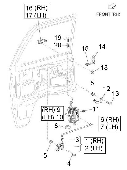 Fahrgestell Türbauteile vorn - Porter D120 Diesel 1300ccm 4T LC 2011- ZAPS90CK