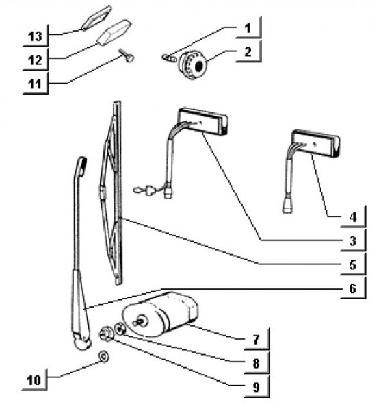 Elektrische Anlage Scheibenwischer - Ape TM 703 Diesel mit Lenker 422ccm 4T AC 1997-2004 ATD1 000011