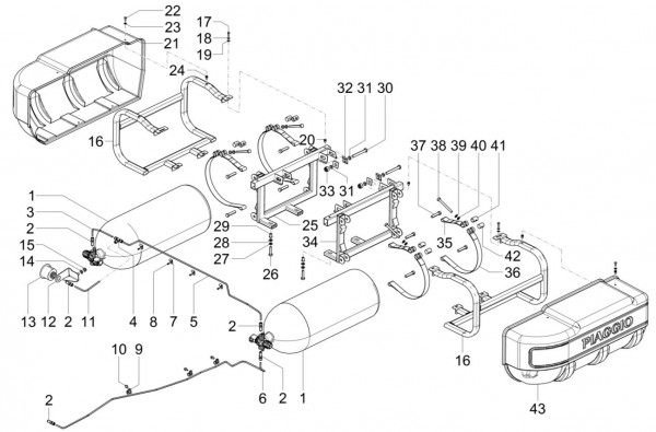 Fahrgestell Benzintank Methan - Porter Maxxi Multitech 1300ccm 4T LC 2016-
