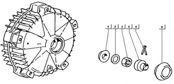 Radaufhängung Befestigung Bremstrommel hinten - Ape TM 703 Diesel mit Lenker 422ccm 4T AC 1997-2004