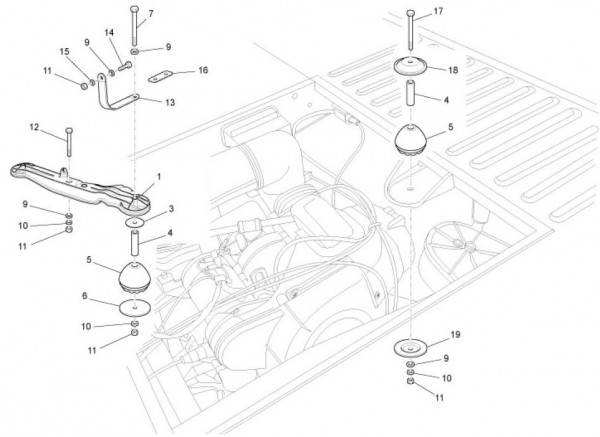 Fahrgestell Motorhalterungen - Ape TM 703 mit Lenker 220ccm 2T AC 2008-2016 ZAPT10000