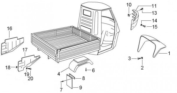 Fahrgestell Radgehäuse - Ape Mix 50ccm 2T AC 2009- ZAPC80000