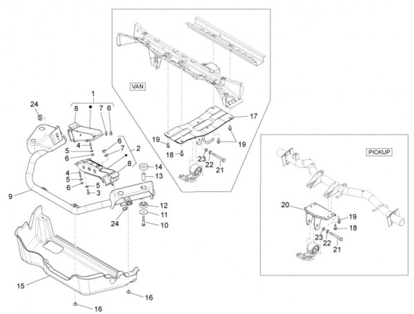 Fahrgestell Motorhalterungen - Porter Multitech 1300ccm 4T LC 2010- ZAPS90TJ