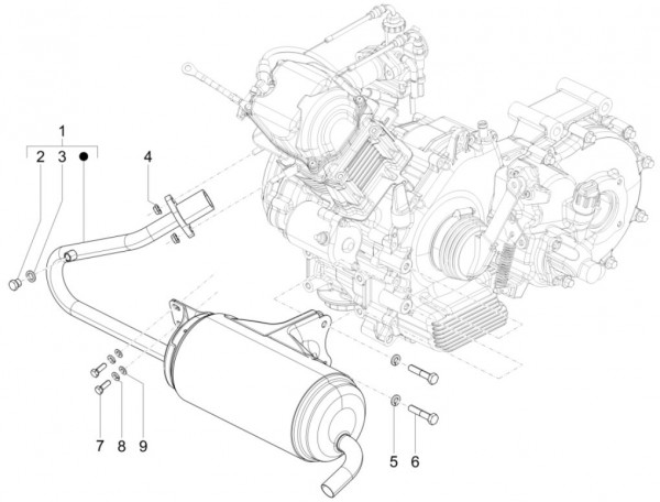 Motor Auspuff - Calessino 200ccm 4T 3V AC 2015- ZAPT42PMC