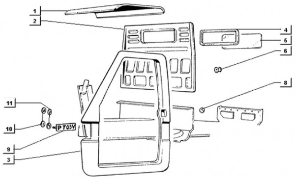 Fahrgestell Türen - Ape TM 703 mit Lenkrad 220ccm 2T AC 2000-2007 ATM2T