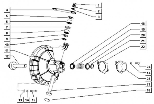 Motor Kupplungsdeckel - Ape TM 703 Diesel mit Lenker 422ccm 4T AC 1997-2004 ATD1T