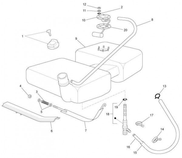 Fahrgestell Benzintank - Ape TM 703 mit Lenkrad 220ccm 2T AC 2008-2016 ZAPT10000