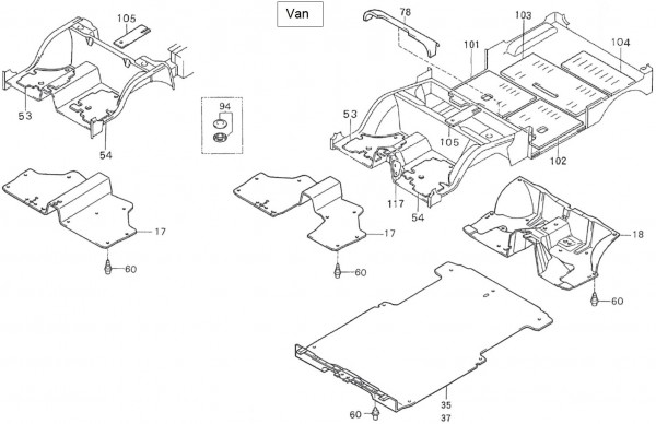 Fahrgestell Fußraumabdeckungen - Porter Porter 1000ccm 4T LC 1992-1998 ZAPS85