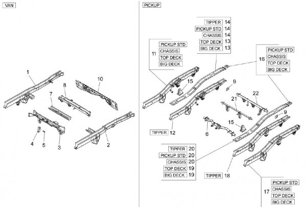 Fahrgestell Rahmen hinten - Porter Multitech 1300ccm 4T LC 2010- ZAPS90TJ