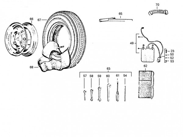Radaufhängung Räder - Vespa Car 200ccm 2T AC 1983- AF3T
