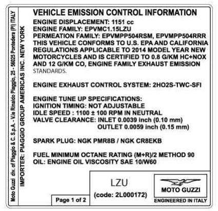 Aufkleber, Emission Control, (USA)