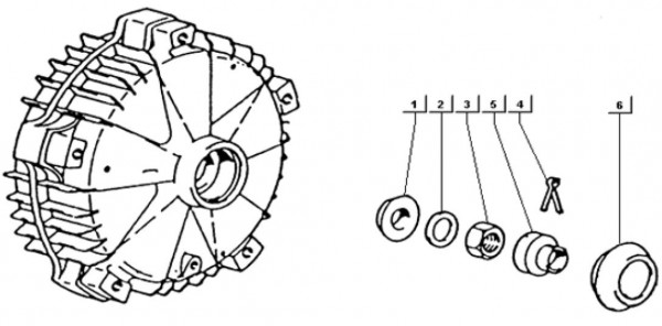 Radaufhängung Befestigung Bremstrommel hinten - Ape TM 703 Diesel mit Lenkrad 422ccm 4T AC 1997-2004