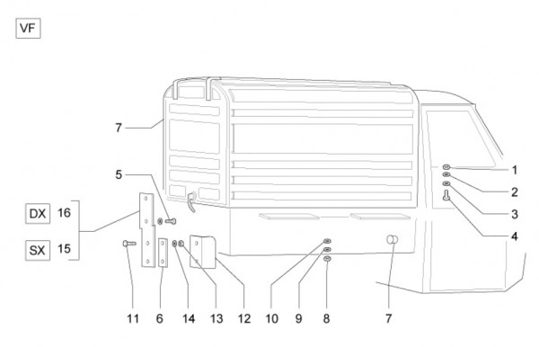 Fahrgestell Befestigung Kastenrahmen - Ape Mix 50ccm 2T AC 2017- ZAPC80000