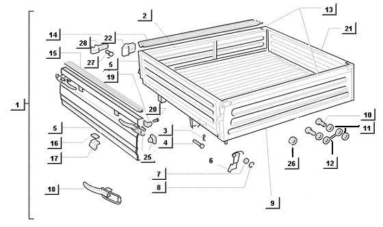 Fahrgestell Pritsche - Ape Mix 50ccm 2T AC 1998-2008 ZAPC80000