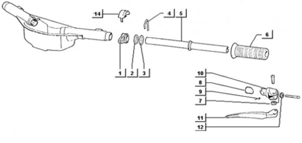 Lenker Lenker links - Ape TM 703 Diesel mit Lenker 422ccm 4T AC 2000-2004 ZAPT10000