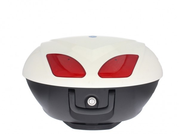 Top Case, weiss, Suffix: BU_weiss stella 595, 48 l, Polsternaht in rot