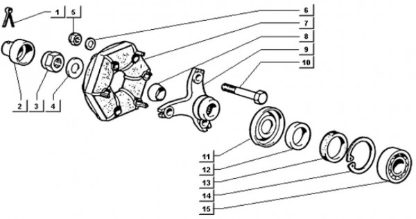 Radaufhängung Hardyscheibe - Ape TM 703 Diesel mit Lenkrad 422ccm 4T AC 1997-2004 ZAPT10000