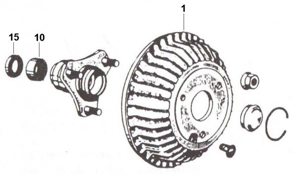 Radaufhängung Bremstrommel vorn - Ape 190ccm 2T AC 1970- MPV1T
