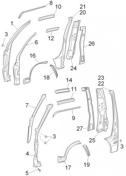 Fahrgestell Rahmen seitlich - Porter D120 Diesel 1300ccm 4T LC 2013- ZAPS90PK