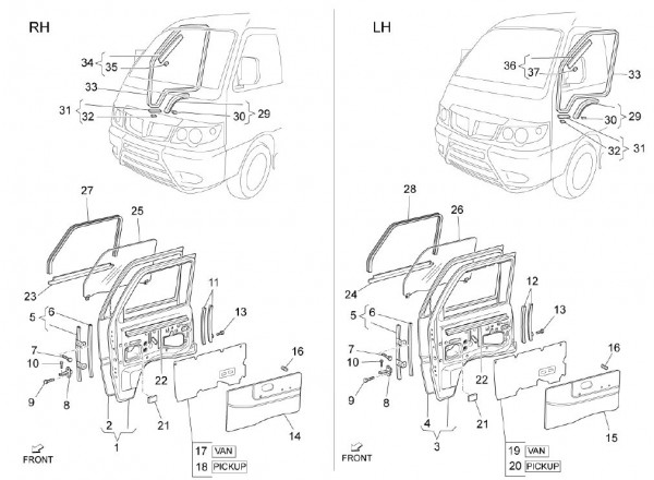 Fahrgestell Türen vorn - Porter Multitech 1300ccm 4T LC 2010- ZAPS90CJ
